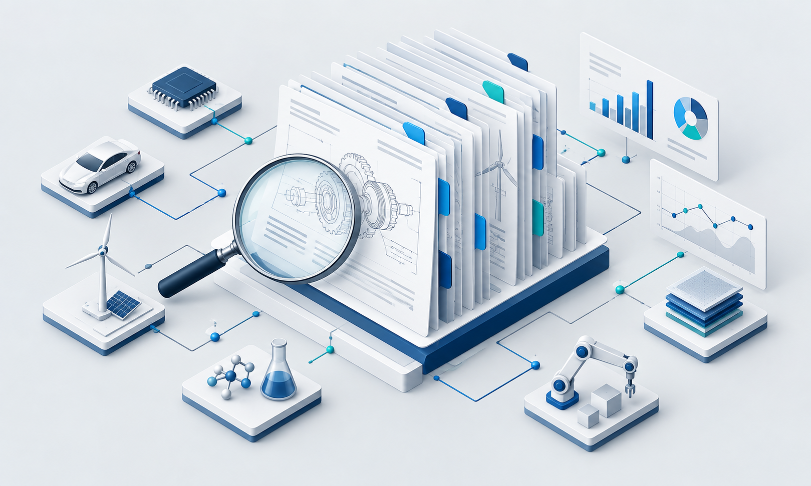 Patent documents, technical drawings and technology analysis